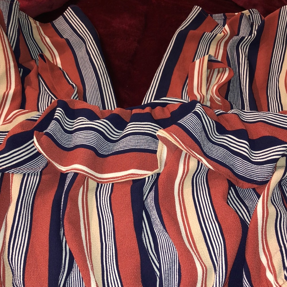 Cream/orange/blue/white romper
